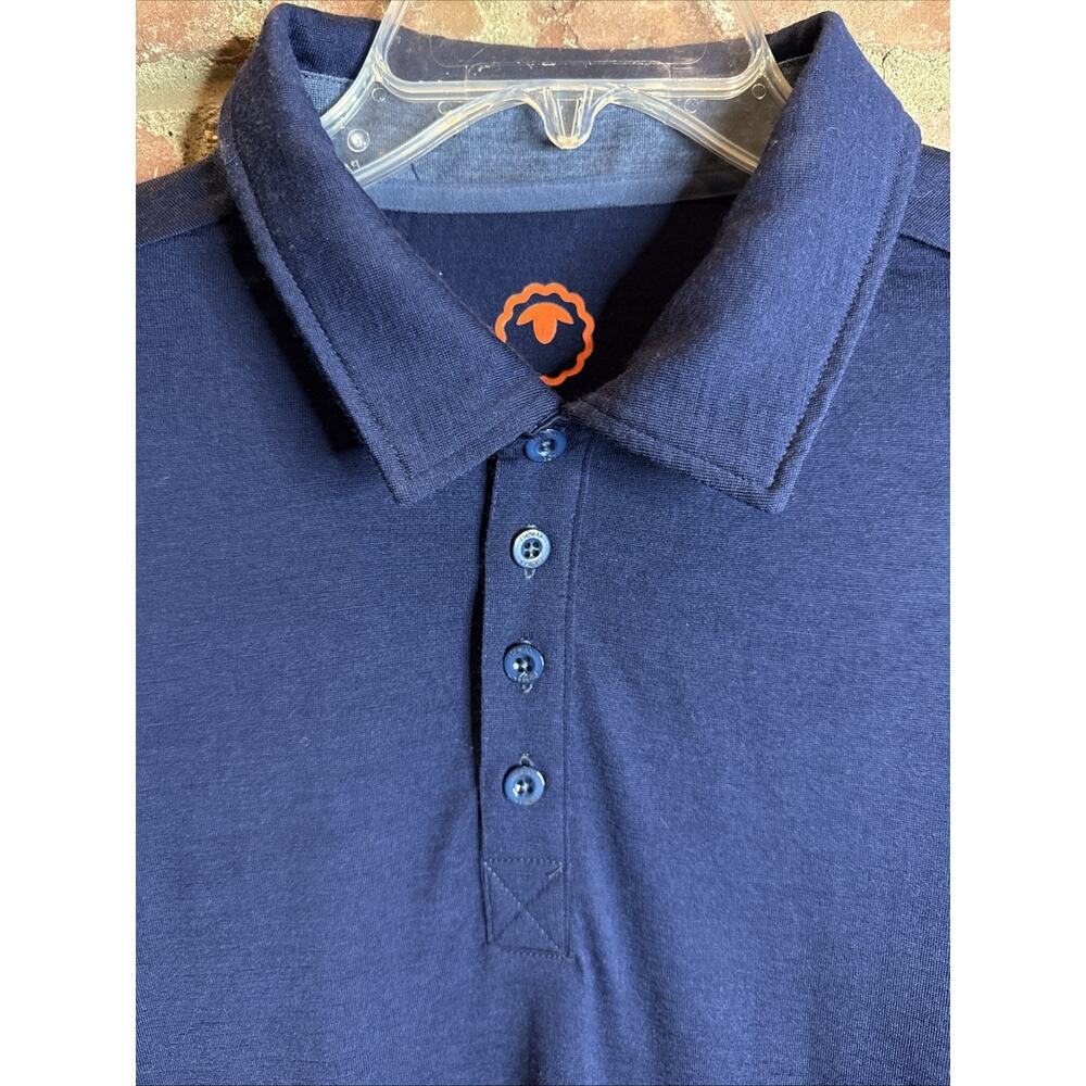 Isobaa Men’s Merino 200 Wool‎ Long Sleeve Polo Large Navy W/ Buttons Pullover - Picture 8 of 9